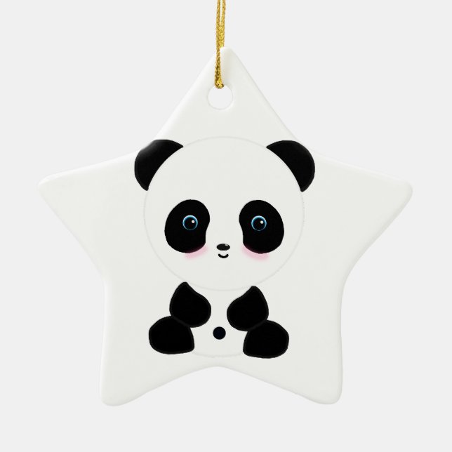 Ornamento De Cerâmica Urso de panda de cora bonito (Frente)