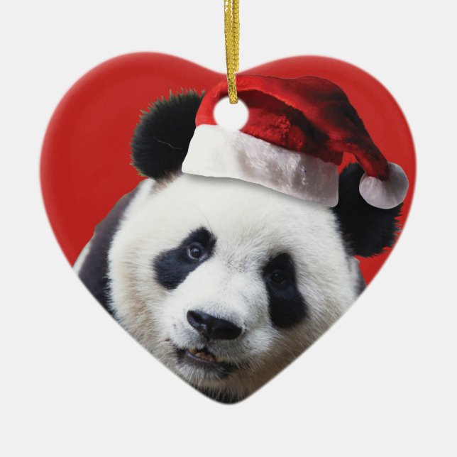 Ornamento De Cerâmica Urso de panda do Natal (Frente)
