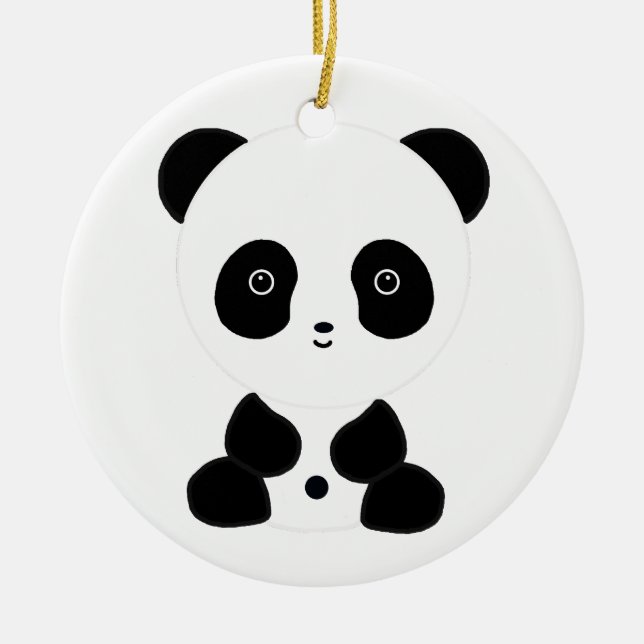 Ornamento De Cerâmica Urso de panda preto e branco (Frente)