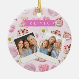 Ornamento De Cerâmica Urso de Pelúcia Coquette Personalizado Estética Ro