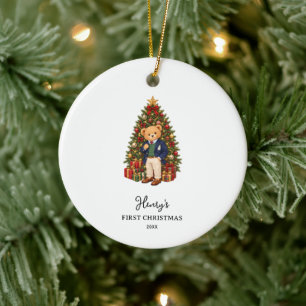 Ornamento De Cerâmica Urso de Pelúcia Polo Menino Natal