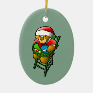 Ornamento De Cerâmica Urso de Teddy Santa Claus