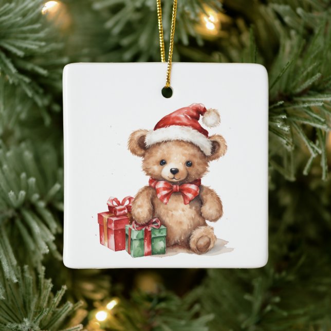 Ornamento De Cerâmica Urso de Teddy Timical de Natal Personalizado (Árvore)