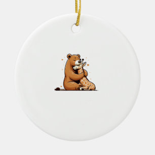 Ornamento De Cerâmica Urso E Girafa No Amor.