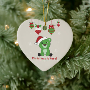 Ornamento De Cerâmica Urso Feliz Natal Animais de inverno Ursos Cerâmico