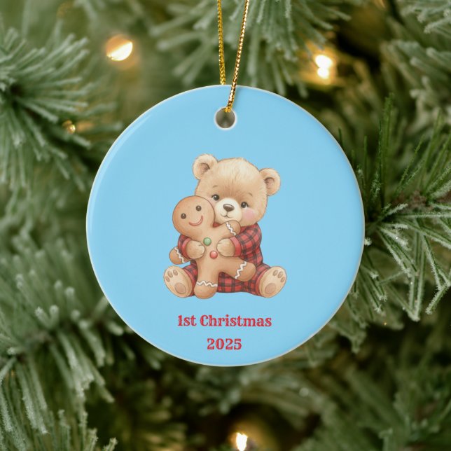Ornamento De Cerâmica Urso Fofo  (Árvore)