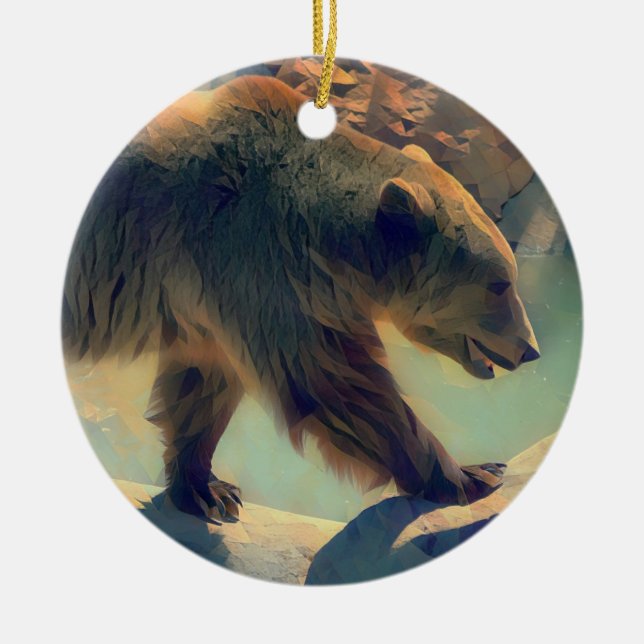 Ornamento De Cerâmica Urso Grizzly (Frente)