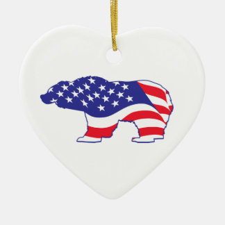 Ornamento De Cerâmica Urso grizzly na bandeira americana