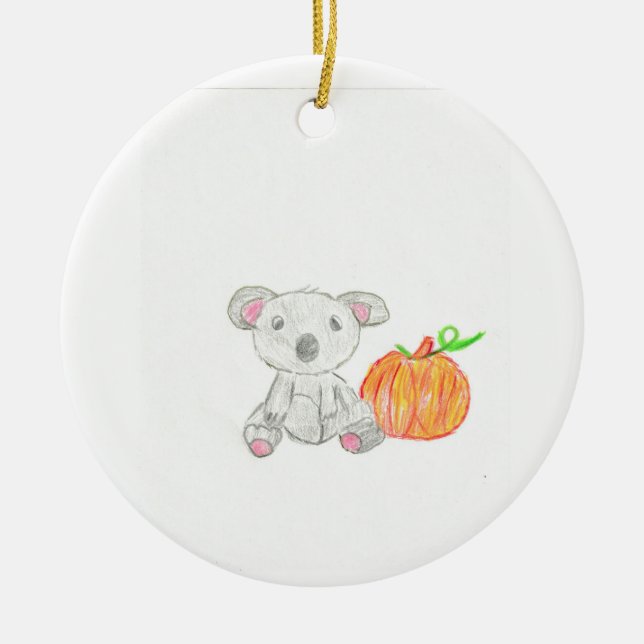 Ornamento De Cerâmica Urso Koala com Abóbora (Frente)