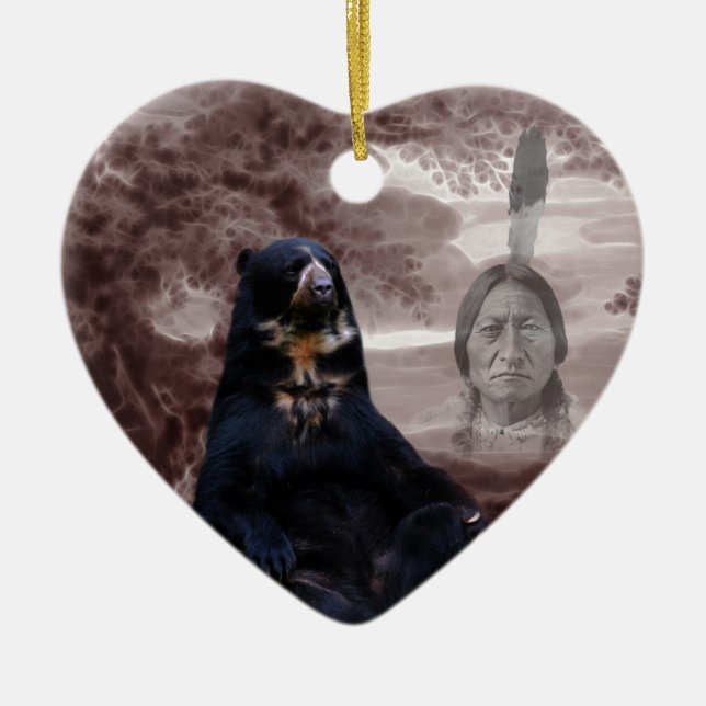 Ornamento De Cerâmica Urso negro indígena americano (Frente)