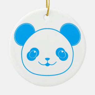 Ornamento De Cerâmica Urso Panda de Kawaii Azul
