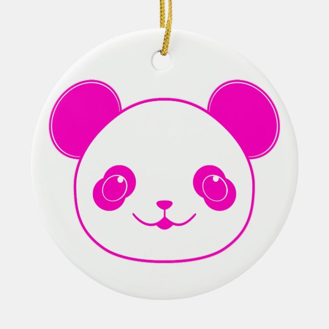 Ornamento De Cerâmica Urso Panda de Kawaii Rosa (Frente)