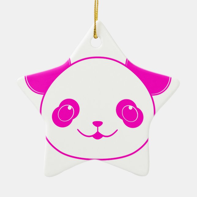 Ornamento De Cerâmica Urso Panda de Kawaii Rosa (Frente)