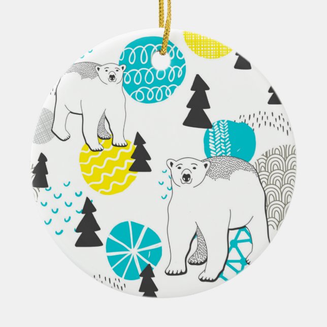 Ornamento De Cerâmica Urso polar (Frente)