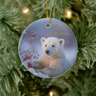 Ornamento De Cerâmica Urso Polar de Inverno