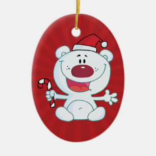 Ornamento De Cerâmica Urso polar do papai noel