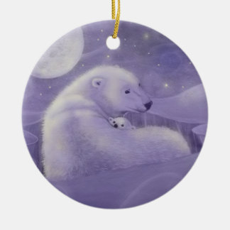 Ornamento De Cerâmica Urso Polar e Filhote Ornamentação de Inverno Suave