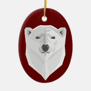 Ornamento De Cerâmica Urso Polar e Vermelho