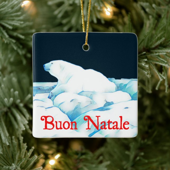 Ornamento De Cerâmica Urso Polar No Gelo - Buon Natale (Árvore)