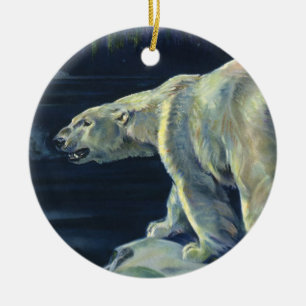 Ornamento De Cerâmica Urso Polar Vintage, Animais da Vida Marinha do Árt