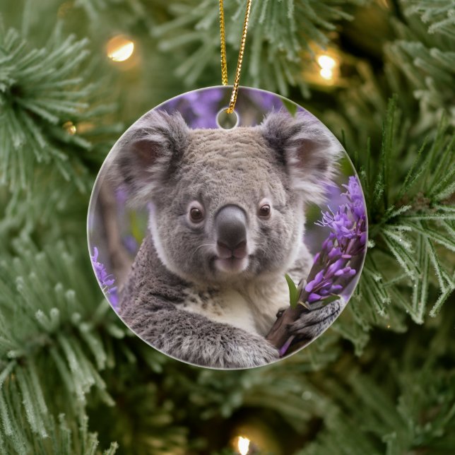 Ornamento De Cerâmica Urso Purple Jacaranda Koala (Árvore)