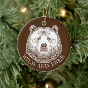 Ornamento De Cerâmica Urso, Selvagem E Gratuita, Ilustração Desenhada À