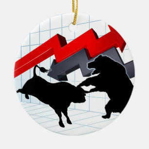 Ornamento De Cerâmica Ursos contra o conceito do mercado de valores de