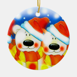 Ornamento De Cerâmica Ursos de pelúcia de Natal