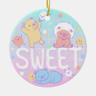 Ornamento De Cerâmica Ursos Doces com Monstros Fluffy