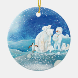 Ornamento De Cerâmica Ursos Polares, Raposa Polar, Pinguim Imperador e H