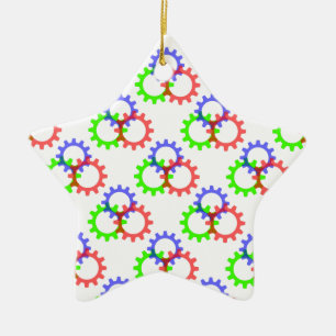 Ornamento De Cerâmica Ursos vermelhos, verdes e azuis