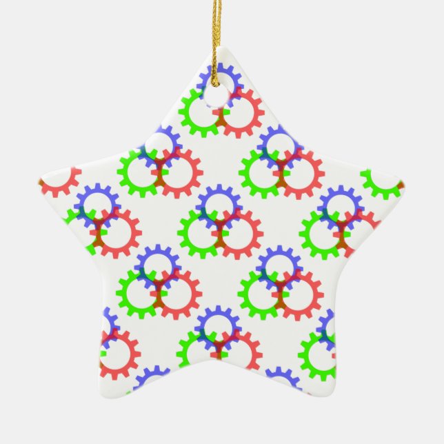 Ornamento De Cerâmica Ursos vermelhos, verdes e azuis (Frente)