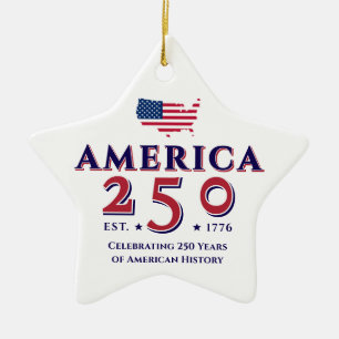 Ornamento De Cerâmica US 250 Patriotic Keepsaokit Gift dos Estados Unido