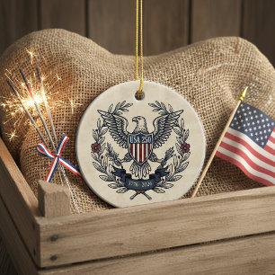 Ornamento De Cerâmica USA 250 Águia Patriótica Motivo Patrimonial Crm ID