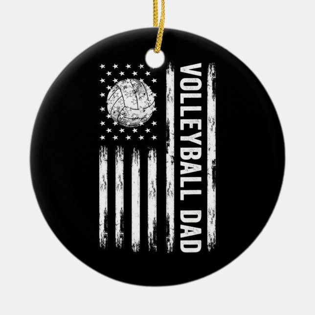 Ornamento De Cerâmica USA Flag Volleyball Dad Volleyball Game Day Vibes (Frente)