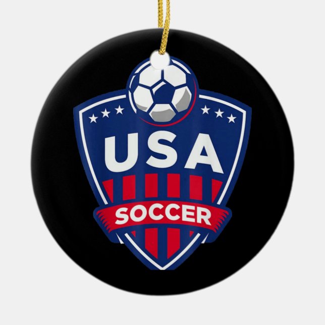Ornamento De Cerâmica USA Soccer Team (Frente)