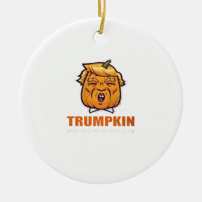 Ornamento De Cerâmica Usa Trumpkin Faz Excelente De Halloween Novamente  (Frente)