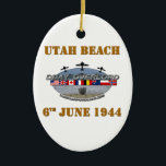 Ornamento De Cerâmica Utah Beach 6th June 1944<br><div class="desc">Utah Beach 6th June 1944: Normandy landings</div>