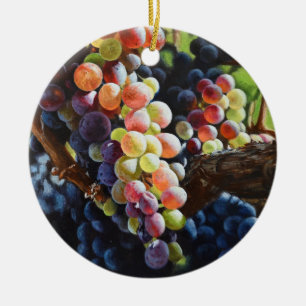 Ornamento De Cerâmica Uvas de abundância para amantes e vinhas de vinho