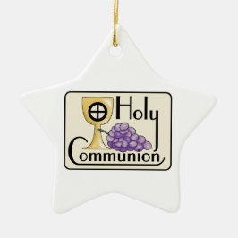 Ornamento De Cerâmica Uvas e Cálice da Primeira Comunhão, Personalizável