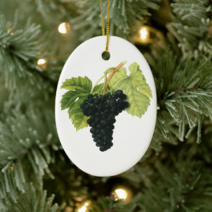 Ornamento De Cerâmica Uvas Vermelhas e Brancas para Vinho Vintage em uma