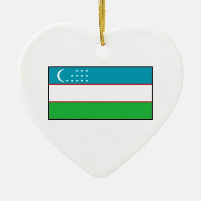 Ornamento De Cerâmica Uzbekistan - bandeira do Uzbeque (Frente)