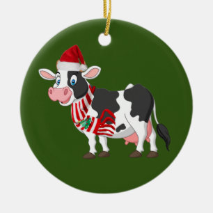 Ornamento De Cerâmica Vaca Com Vaca De Chapéu