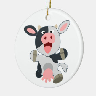 Ornamento De Cerâmica Vaca de Cartoon Bonita e Cheia