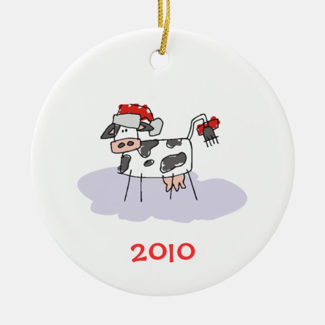 Ornamento De Cerâmica Vaca de Natal (Frente)