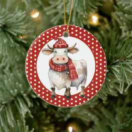 Ornamento De Cerâmica Vaca de Natal com Trocadilho