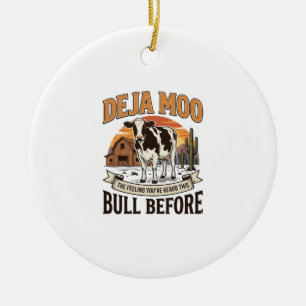 Ornamento De Cerâmica Vaca engraçada Deja Moo desenho de camisa western