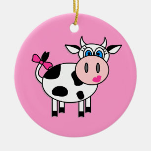 Ornamento De Cerâmica Vaca feliz da menina