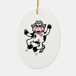 Ornamento De Cerâmica Vaca Feliz Dançando