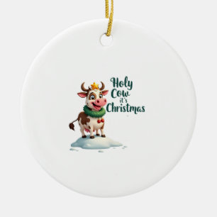 Ornamento De Cerâmica Vaca sagrada é Natal eu Natal Vaca Camiseta (3)
